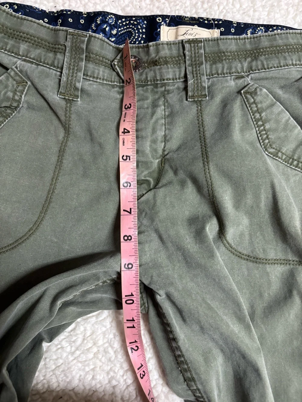 Levis Y2K Green Capri Mid Rise Stretch Pockets Casual Pants Womens 10(32x20)